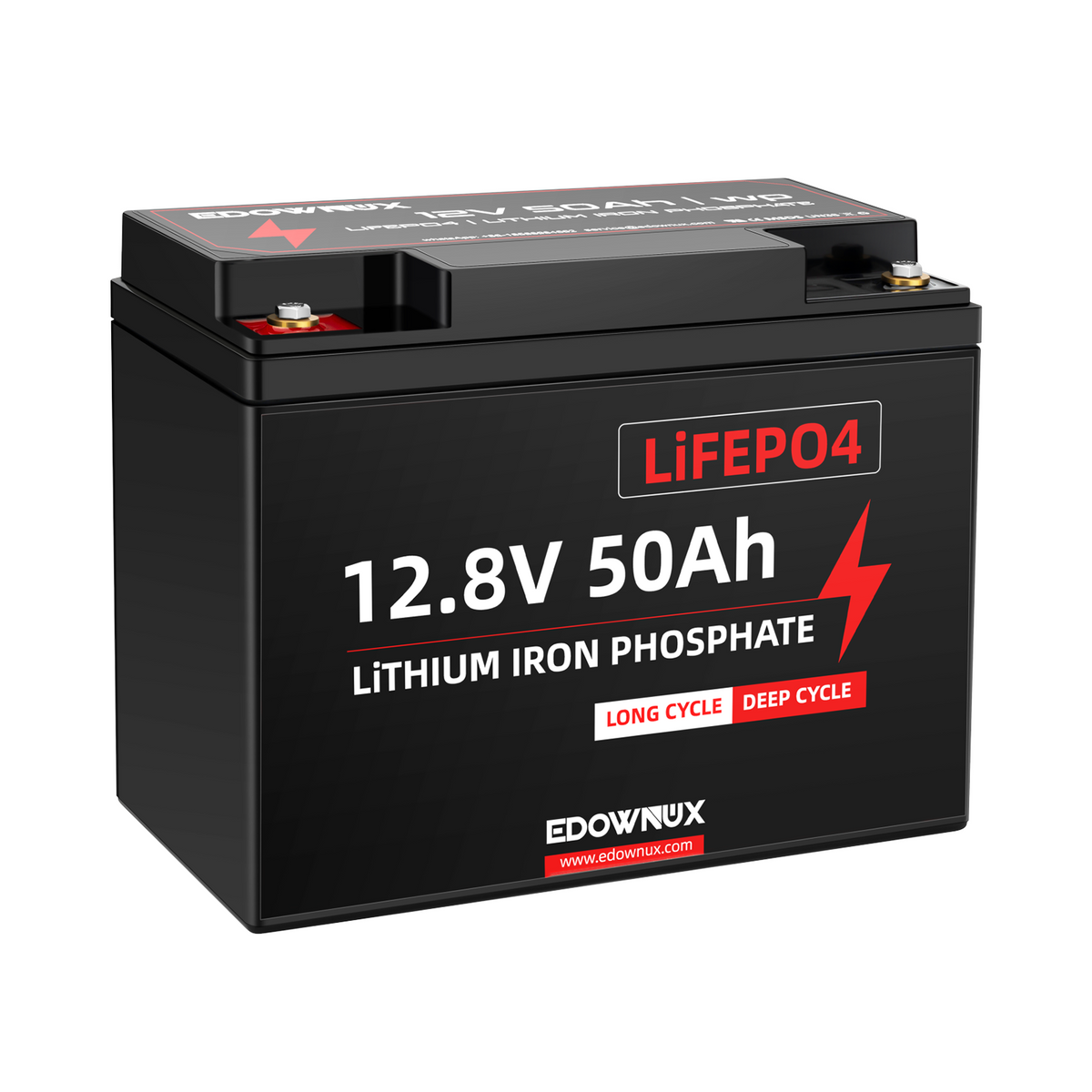 Edownux 12v 50Ah LIFEPO4 Battery BMS 50A 640W, 100% Deep cycle, Trolling Motor